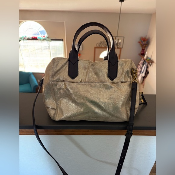 Fossil Gold Satchel with Black Accents - Picture 3 of 3